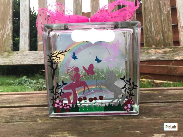 Mythical Fairy Glass Block Night Light, Nursery Decor, Light Up Gift, Mythical Decor - image 1