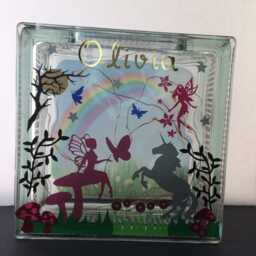 Mythical Fairy Glass Block Night Light, Nursery Decor, Light Up Gift, Mythical Decor - thumbnail 3