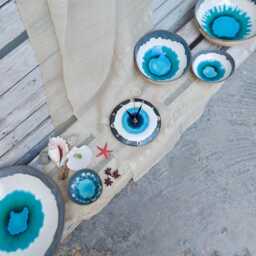 Handmade Ceramic Clock, Turkish Eye Design, Kitchen Wall Decor - thumbnail 4
