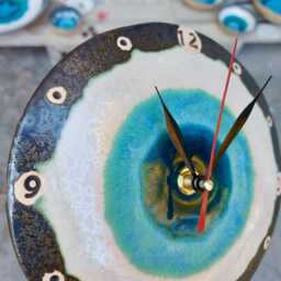 Handmade Ceramic Clock, Turkish Eye Design, Kitchen Wall Decor - thumbnail 2