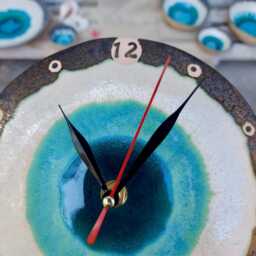 Handmade Ceramic Clock, Turkish Eye Design, Kitchen Wall Decor - thumbnail 3