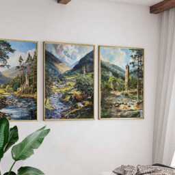 Set Of 3 Glendalough Posters, Ireland Travel Prints, Scenic Landscape Wall Art Set, Nature Poster Irish Decor Gift - thumbnail 3