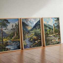 Set Of 3 Glendalough Posters, Ireland Travel Prints, Scenic Landscape Wall Art Set, Nature Poster Irish Decor Gift - thumbnail 2