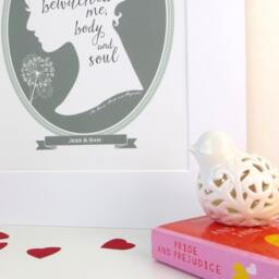 Jane Austen Pride & Prejudice Love Quote Print - Valentines Gift For Her Personalised Print Mr Darcy Elizabeth Bennett Jane Eyre - thumbnail 3