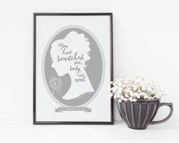 Jane Austen Pride & Prejudice Love Quote Print - Valentines Gift For Her Personalised Print Mr Darcy Elizabeth Bennett Jane Eyre - thumbnail 1