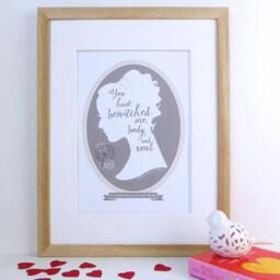 Jane Austen Pride & Prejudice Love Quote Print - Valentines Gift For Her Personalised Print Mr Darcy Elizabeth Bennett Jane Eyre - thumbnail 2