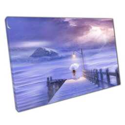 Canvas Wall Art Woman in Pink Purple Landscape For Dreamy Home Office Decor - thumbnail 1