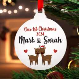 Our First Christmas Together Decoration, Personalised Girlfriend Boyfriend 1st Couple Ornament With Red Bag - thumbnail 3