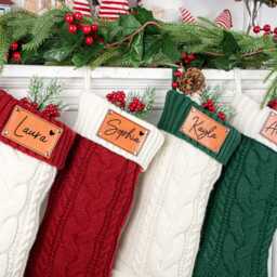 2026 Engraved Leather Patch Stockings, Christmas Stockings With Name, Monogram Stocking, Holiday Decor Gift, Holiday Stockings, Xmas - thumbnail 2