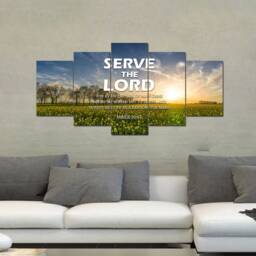 Mark 1045 Serve The Lord Bible Verse Wall Art Canvas Scripture Home Decor Religious Framed Painting Gifts - thumbnail 2