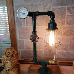 Steampunk Desk Lamp - Rustic Edison Style, Industrial Decor - thumbnail 2