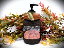 Fall Pumpkins For Sale Mason Jar Hand Soap Dispenser, Primitive Bathroom Decor - thumbnail 1