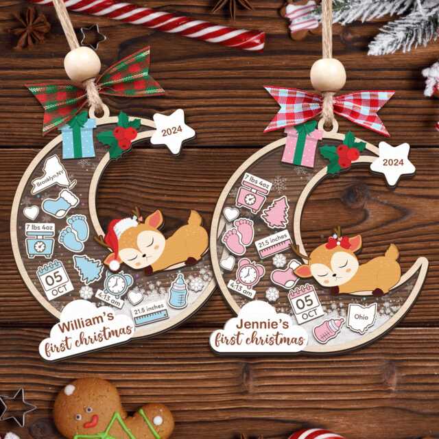 Custom Baby's First Christmas Ornament, Baby 1st Babies Shower Gift, Newborn Girl Gift - image 1