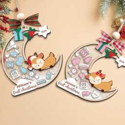 Custom Baby's First Christmas Ornament, Baby 1st Babies Shower Gift, Newborn Girl Gift - thumbnail 2