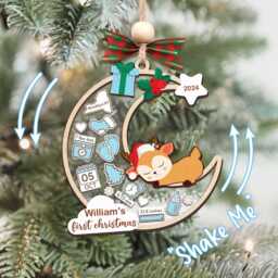 Custom Baby's First Christmas Ornament, Baby 1st Babies Shower Gift, Newborn Girl Gift - thumbnail 3
