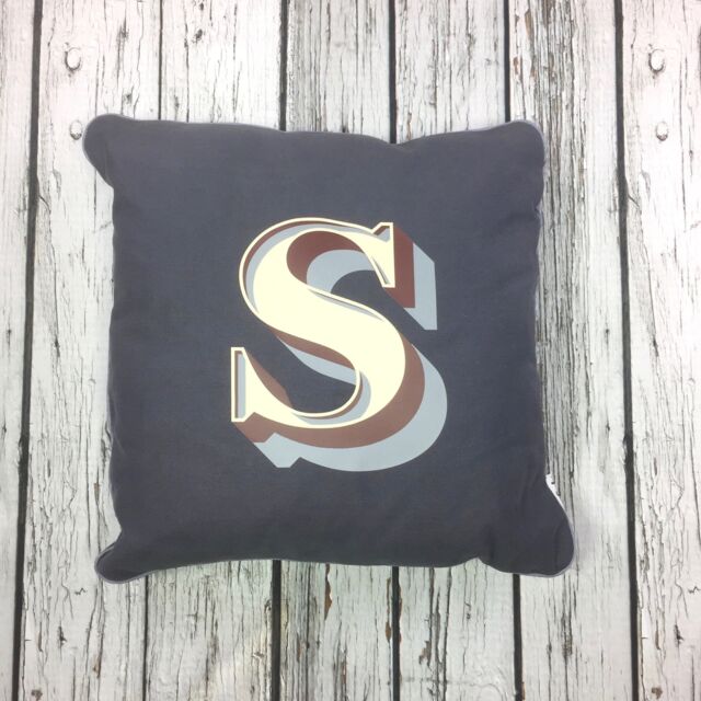 Alphabet Cushion. Personalized Monogram Letter Pillow. Custom Initial On Gray Or White Cotton.'stirling Shadow' Font. New Home Gift - image 1
