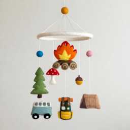 Camping Baby Mobile, Outdoor Adventure, Happy Camper Crib Trees & Tent, Backpack, Mini Van, Shower's Gift, Unique Nursery Gift - thumbnail 2