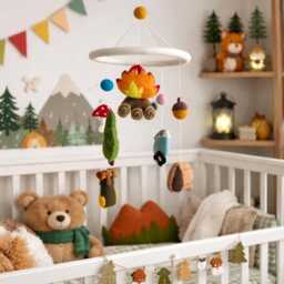 Camping Baby Mobile, Outdoor Adventure, Happy Camper Crib Trees & Tent, Backpack, Mini Van, Shower's Gift, Unique Nursery Gift - thumbnail 1