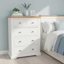 Painted Chest Of Drawers Solid Wood Bedroom Storage, Assembled