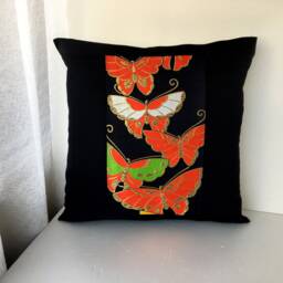 Butterfly Japanese Quilt Vintage Pillow Cover, Silk Kimono Fabric Sofa Bedding Throw Case, Kimono Cushion - thumbnail 2