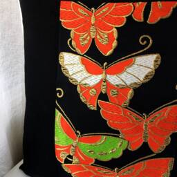 Butterfly Japanese Quilt Vintage Pillow Cover, Silk Kimono Fabric Sofa Bedding Throw Case, Kimono Cushion - thumbnail 3
