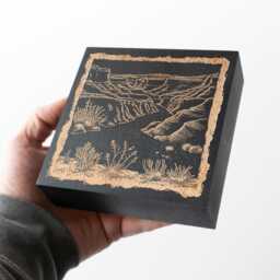 Utah Canyonlands Engraved Birch Wood Panel - Linocut Block Print Wall Art, State Illustration, Southwestern Folk Art Home Decor Gift - thumbnail 2