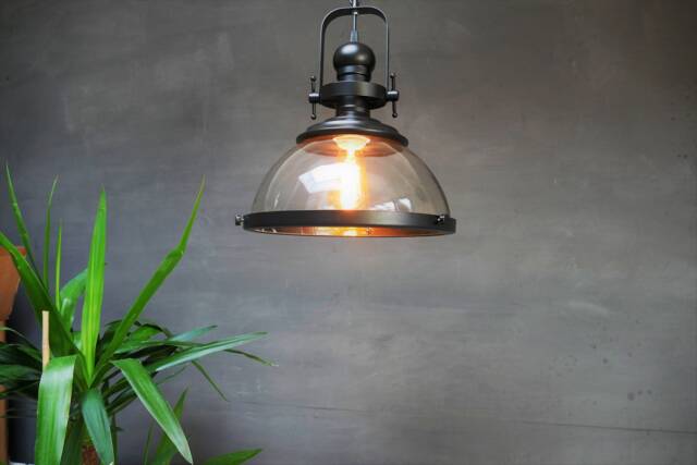 Industrial Glass Globe Pendant Light - Vintage Farmhouse Lighting - image 1