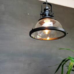 Industrial Glass Globe Pendant Light - Vintage Farmhouse Lighting - thumbnail 2