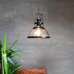Industrial Glass Globe Pendant Light - Vintage Farmhouse Lighting - thumbnail 4