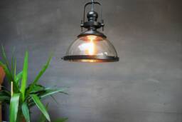 Industrial Glass Globe Pendant Light - Vintage Farmhouse Lighting