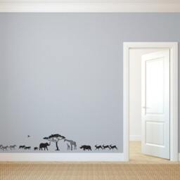 Safari Scene Silhouette - Wall Decal Custom Vinyl Art Stickers - thumbnail 2