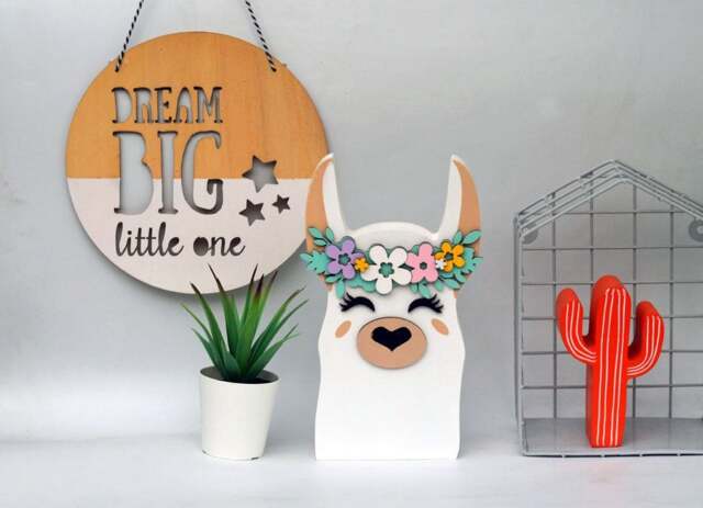 Cute Wooden Llama Nursery Decor, Birthday Party, 1st Birthday - image 1