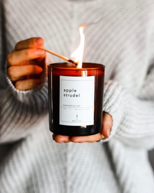 Apple Strudel Candle Gift Soy Wax Vegan Natural Cinnamon Home Foodie Apple Pie Autumn Decor Farmhouse - image 1