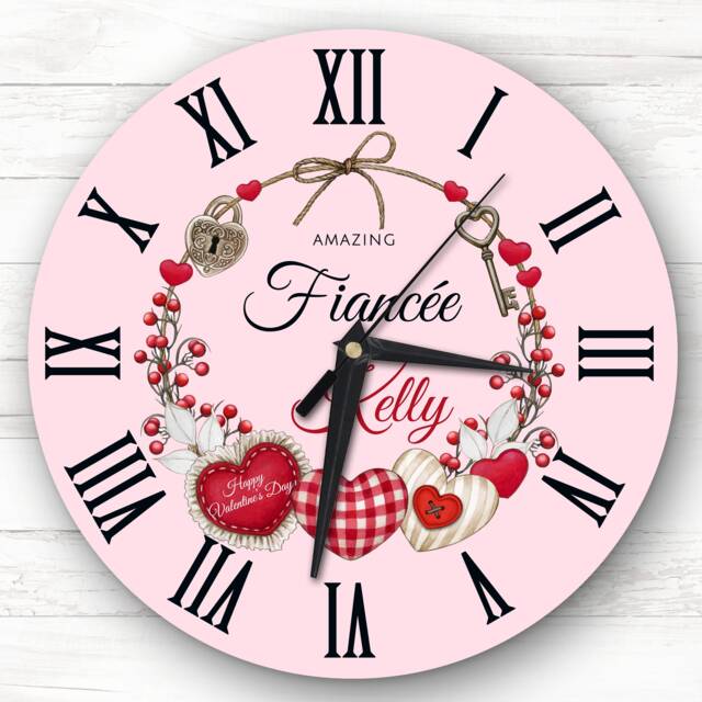 Fianc??e Love Lock Anniversary Birthday Valentine's Day Gift Personalised Clock - image 1