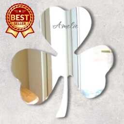 Clover Leaf Acrylic Mirror Wall Art Personalized Engraving - thumbnail 1