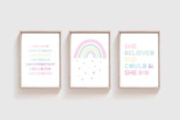 Set Of 3 Girls Nursery Prints, Affirmation Print, Love, Bedroom Decor, Wall Art, Decor - thumbnail 1
