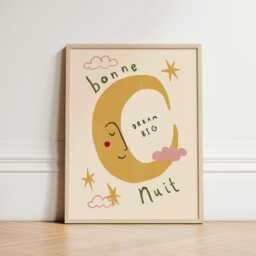 Dream Big Print, Moon Nursery Illustration Wall Art, Boho Decor, Kids Room, Cute Unframed - thumbnail 2