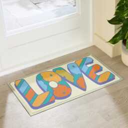 Elizabeth Olwen Love Indoor Outdoor Doormat - Heart Entrance Rug Colourful Home Decor Housewarming Gift 70x40cm - thumbnail 2