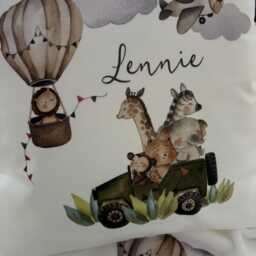 Personalised Safari Animal Baby Blanket Set, Custom Jungle Nursery Cushion - thumbnail 3
