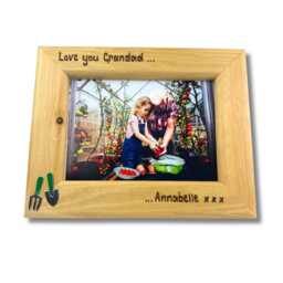 Grandparents Photo Frame Gift - Grandads Little Helper Personalised Pine Wood 7x5 - thumbnail 1