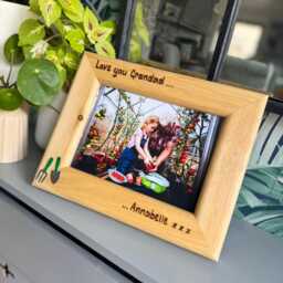 Grandparents Photo Frame Gift - Grandads Little Helper Personalised Pine Wood 7x5 - thumbnail 2