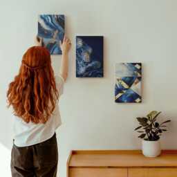 Canvas Wall Art Set Of 3 - Elegant Patterns With Accents, Navy Picture Print, Abstract Hanging Piece - thumbnail 3