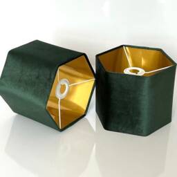 New Luxury Premium Quality Hexagon Velvet Lamp Shade Pendant Light Dark Green With Brushed Gold Lining - thumbnail 3