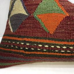Vintage Turkish Kilim Pillow Cover, Handwoven Accent - 16x24 - thumbnail 3