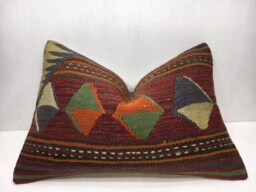 Vintage Turkish Kilim Pillow Cover, Handwoven Accent - 16x24 - thumbnail 1