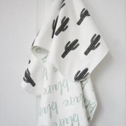 Personalized Organic Cotton Baby Blanket - Reversible Cactus Print - thumbnail 3
