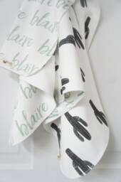 Personalized Organic Cotton Baby Blanket - Reversible Cactus Print