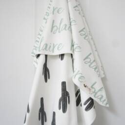 Personalized Organic Cotton Baby Blanket - Reversible Cactus Print - thumbnail 2