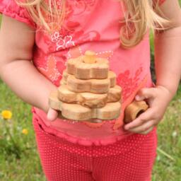 Handmade Ash Wood Flower Stacking Toy Natural Eco Pyramid - thumbnail 3