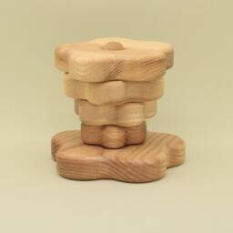 Handmade Ash Wood Flower Stacking Toy Natural Eco Pyramid - thumbnail 1